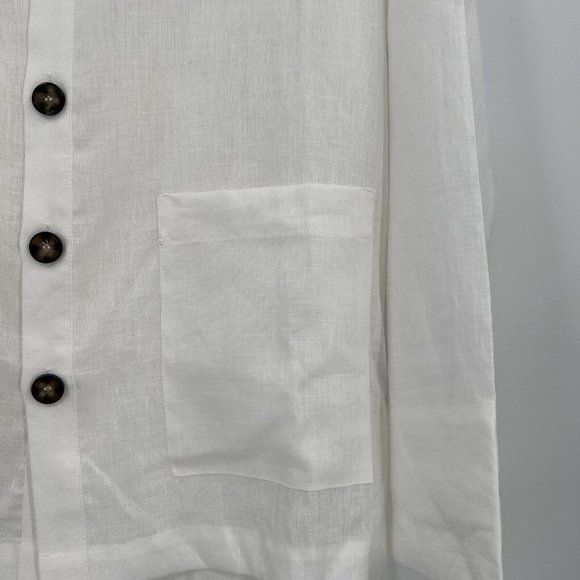 Sleeper Women’s Linen Pajama Set Button Front Shirt Pants Paper White 2/M-L NWT - Picture 3 of 9